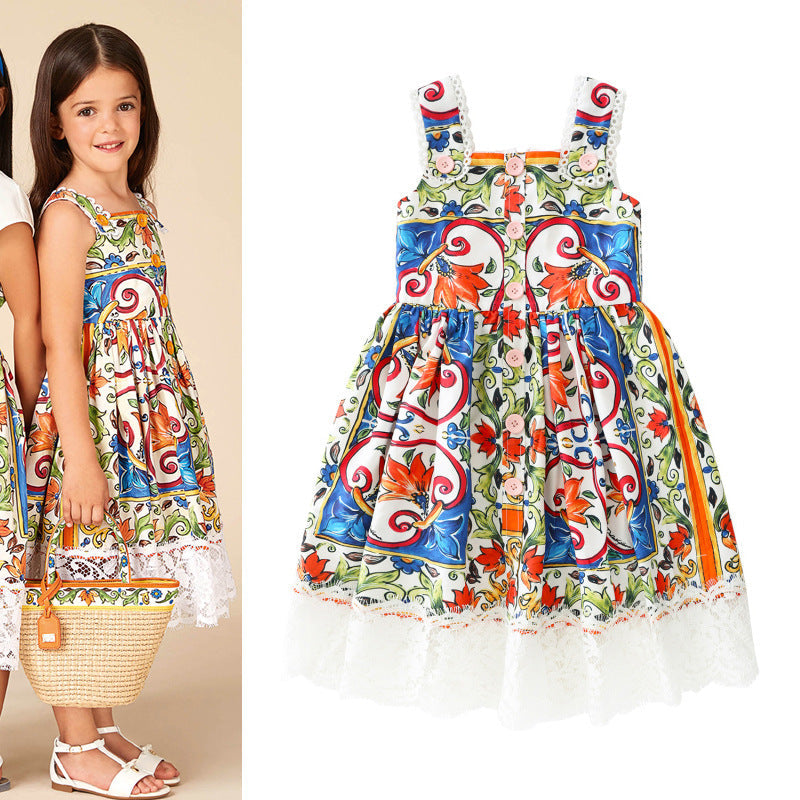 Childrens Sling Princess Dress With Lace