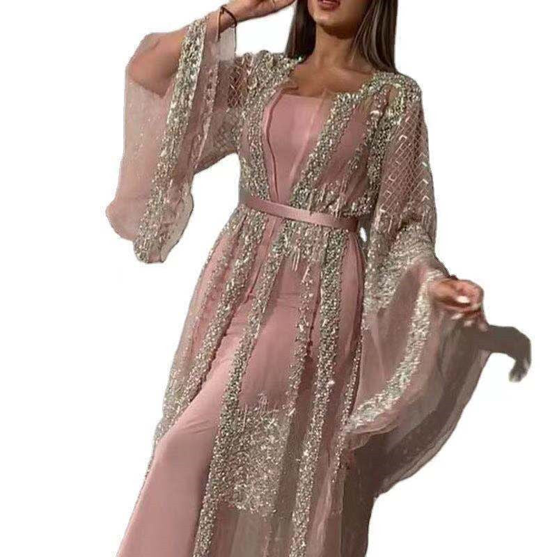 Lace Deep V-neck Wedding Retro French Evening Dress
