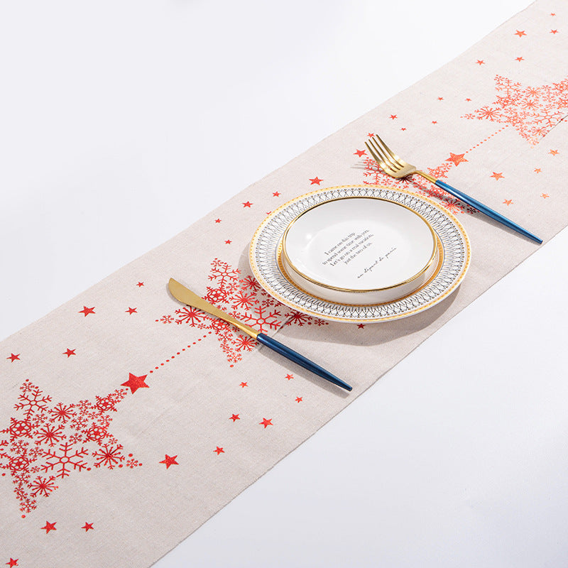 Christmas Table Runner Tablecloth Fine Linen Printing