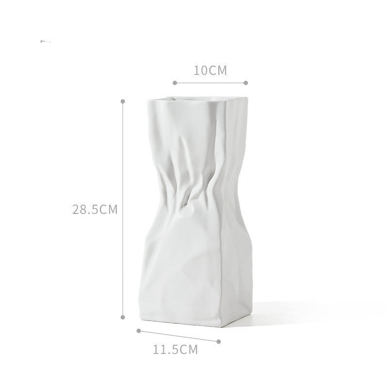 White Ceramic Vase Art Ornaments Living Room Flower Arrangement Decoration
