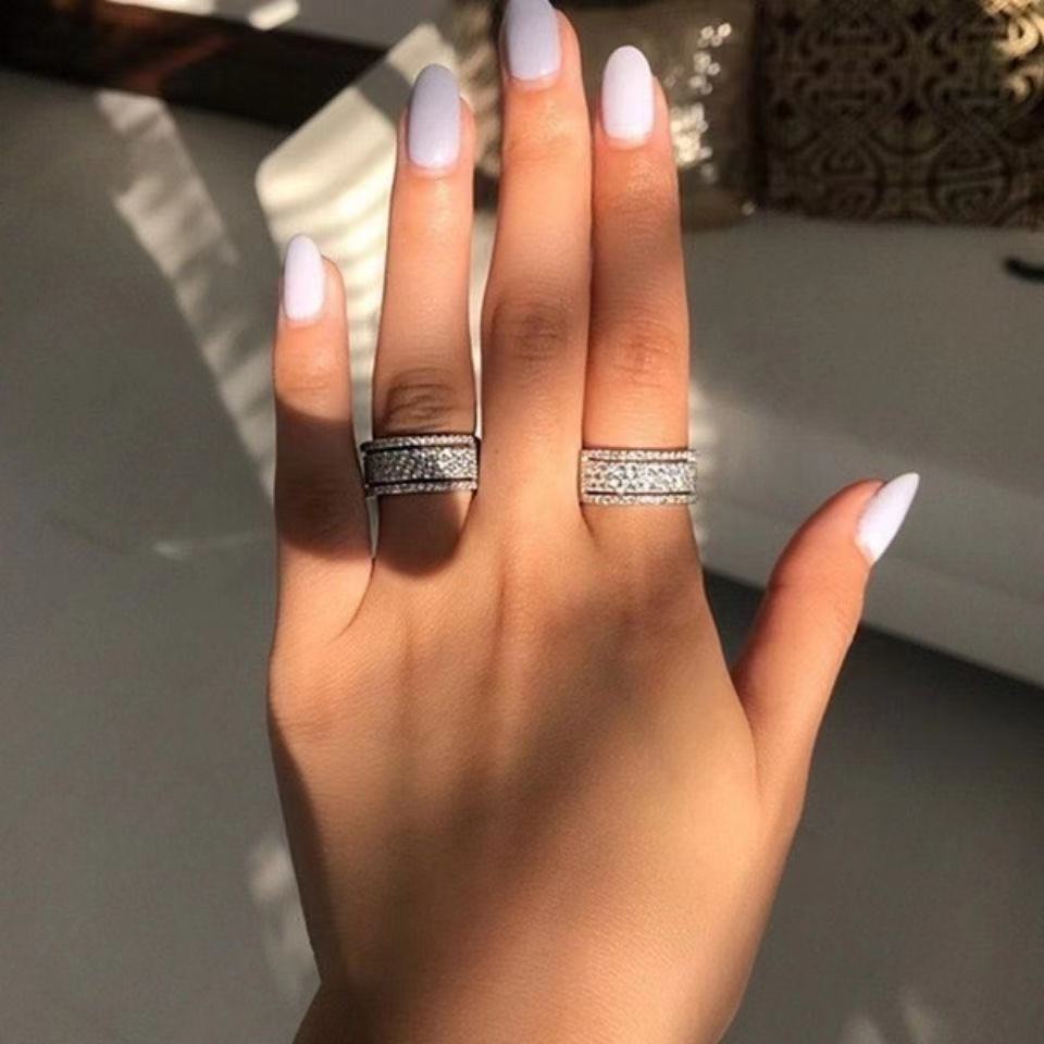 Premium Silver Color Ring Wide Love Rings For Women Engagement Gifts