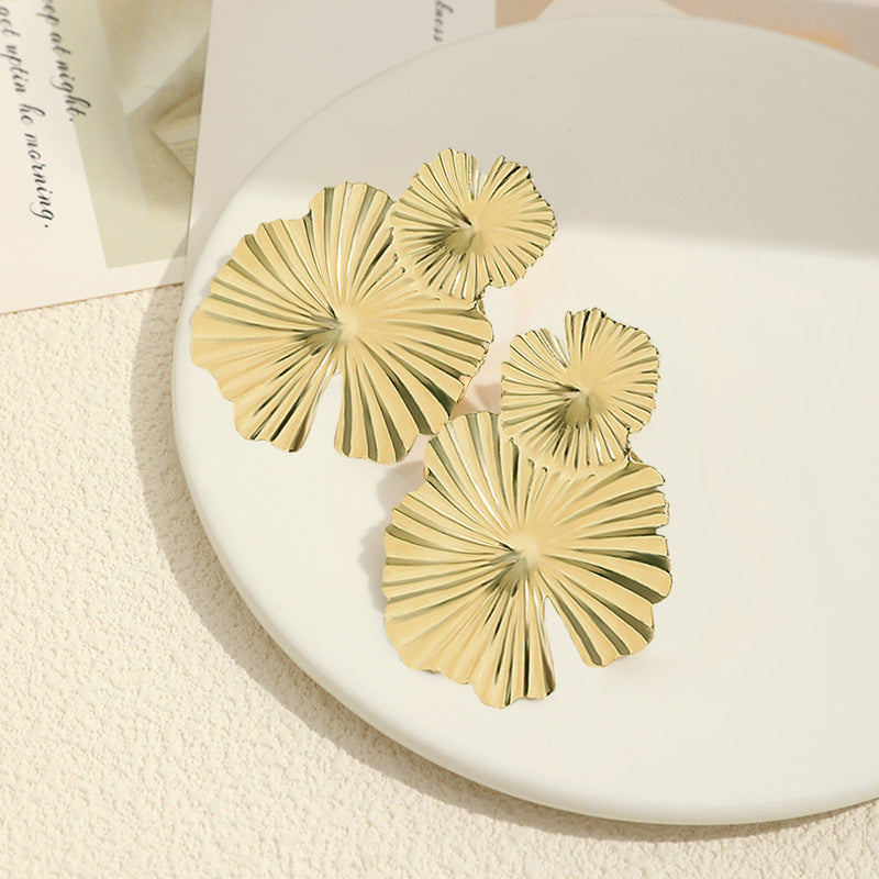 Fashionable Metal Sequin Large Earrings For Women's Personalized Flowers