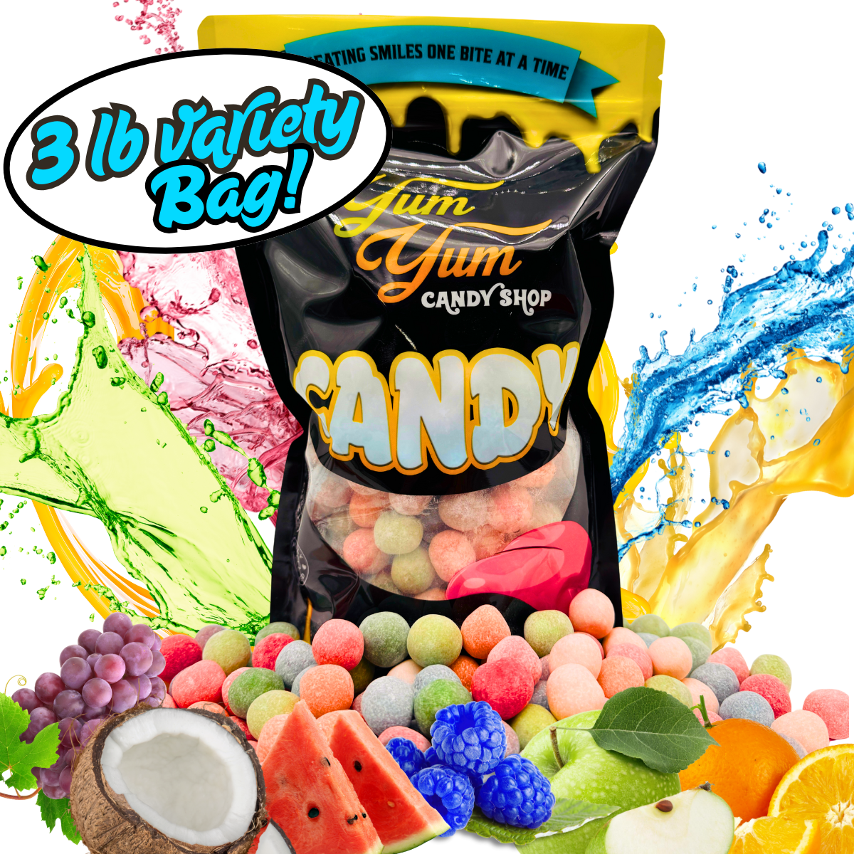 Extreme Sour Balls Candy – Cherry, Green Apple, Blue Raspberry | Yum Yum Candy Shop