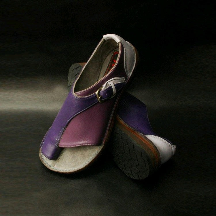 Women's plus size sandals with round buckle