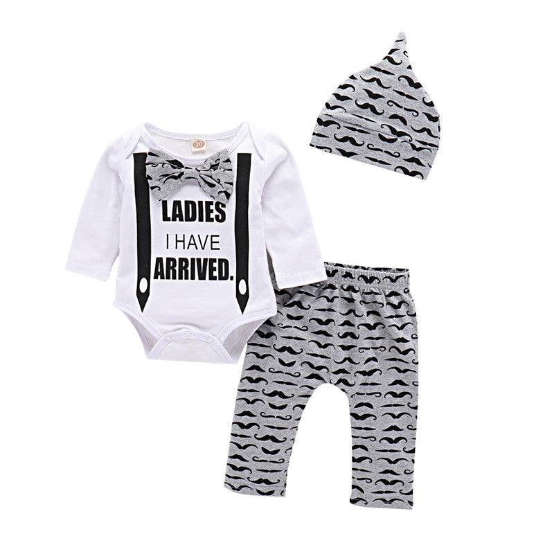 Gentleman's Long-sleeved Fake Suspender Blouse With Beard And Full Print Trousers Hat Three-piece Suit