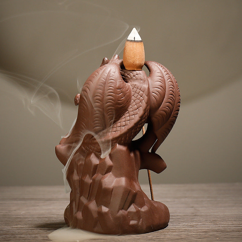 Cross-Border Explosive Style Purple Sand Nordic Wind Pterodactyl Reflow Incense Burner Creative Ornamental Sandalwood Incense Burner Smoke Back Aroma Diffuser