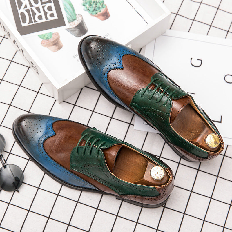 European And American Men'S Wedding Shoes Fashion Brogue Carved Leather Shoes
