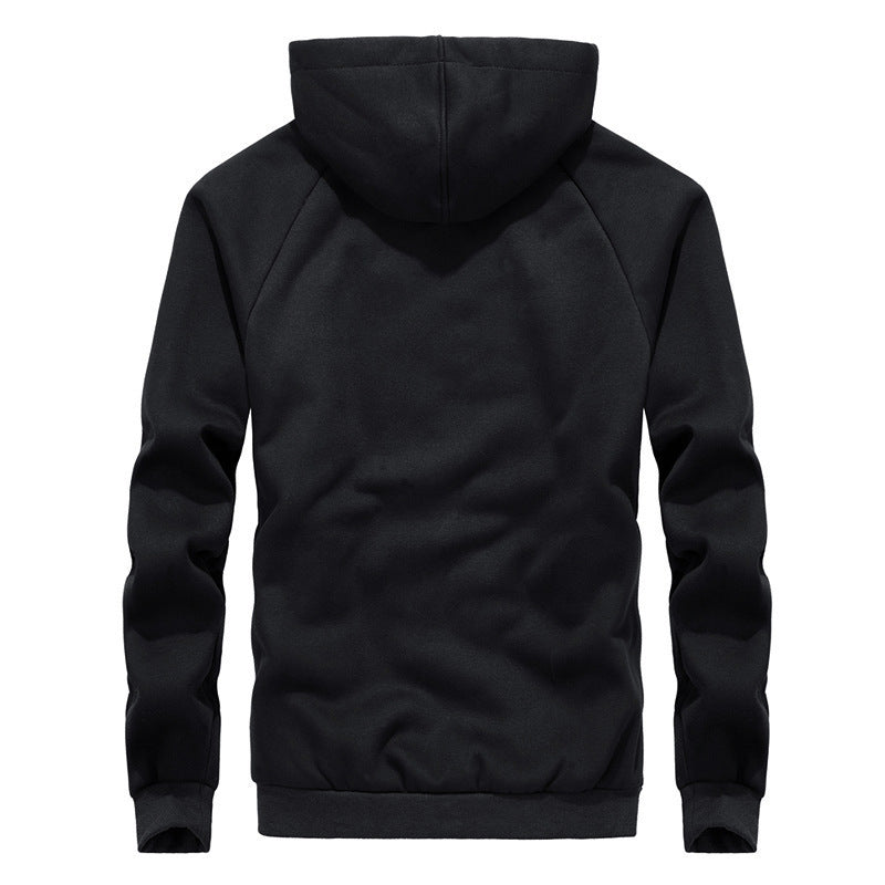 Men's New Hooded Plus Velvet Plus Size Cardigan Sweater Zipper Top