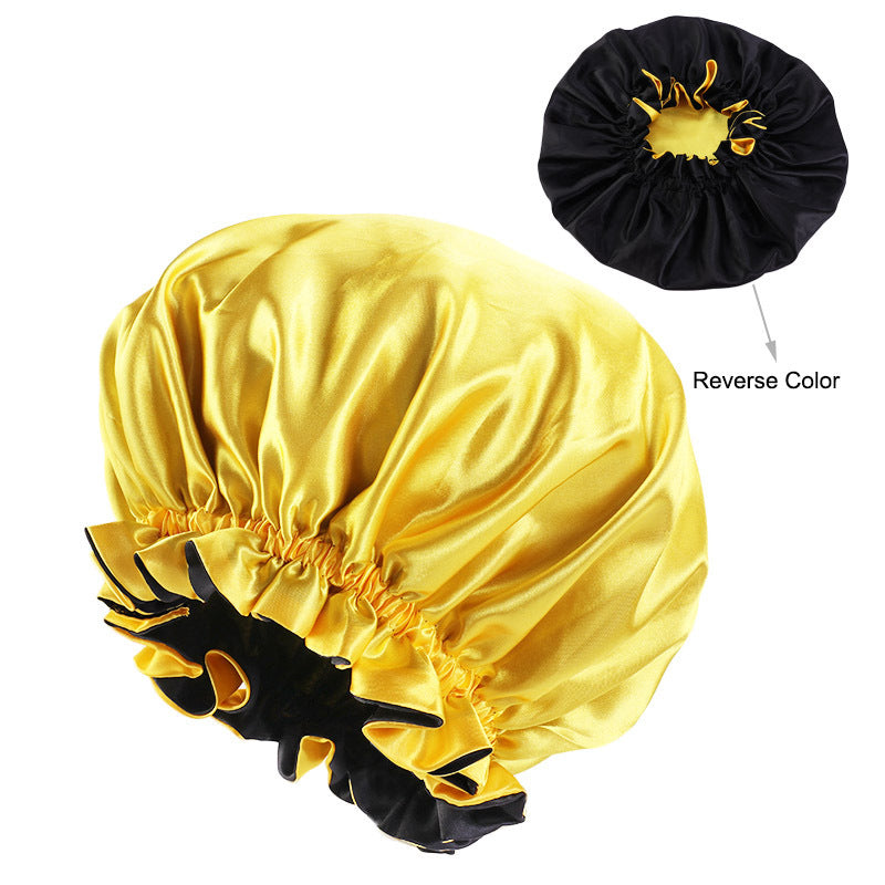 Double color lace night hat