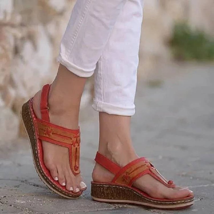 Sandals plus size women's shoes wedge velcro