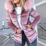 Ladies winter velvet coat faction overcomes