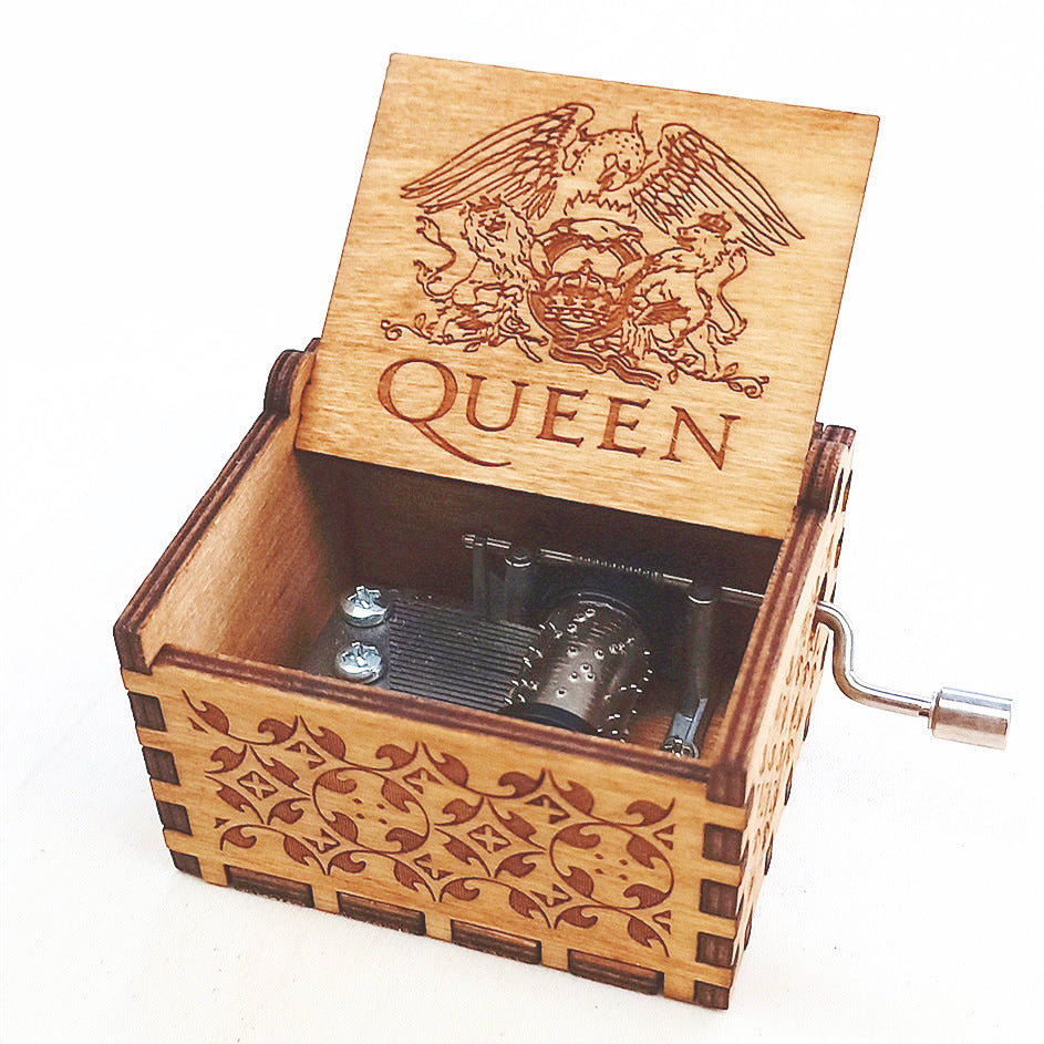 Antique Carved Wooden Hand Crank Spirited Away Music Box Christmas Gift Birthday Gift Party Decoration