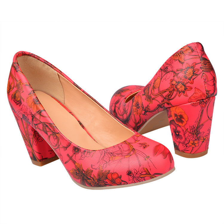 Shallow round head single shoes thick