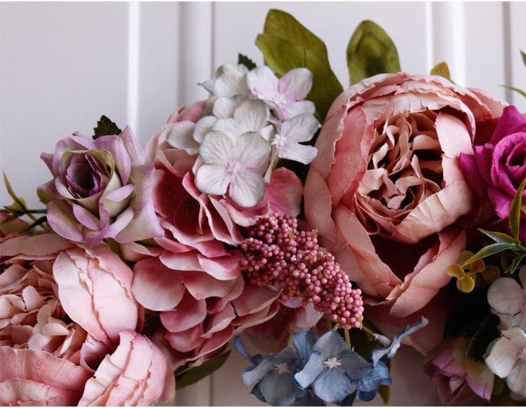 Natural Rattan Ring Peony Wreath Wedding Photography