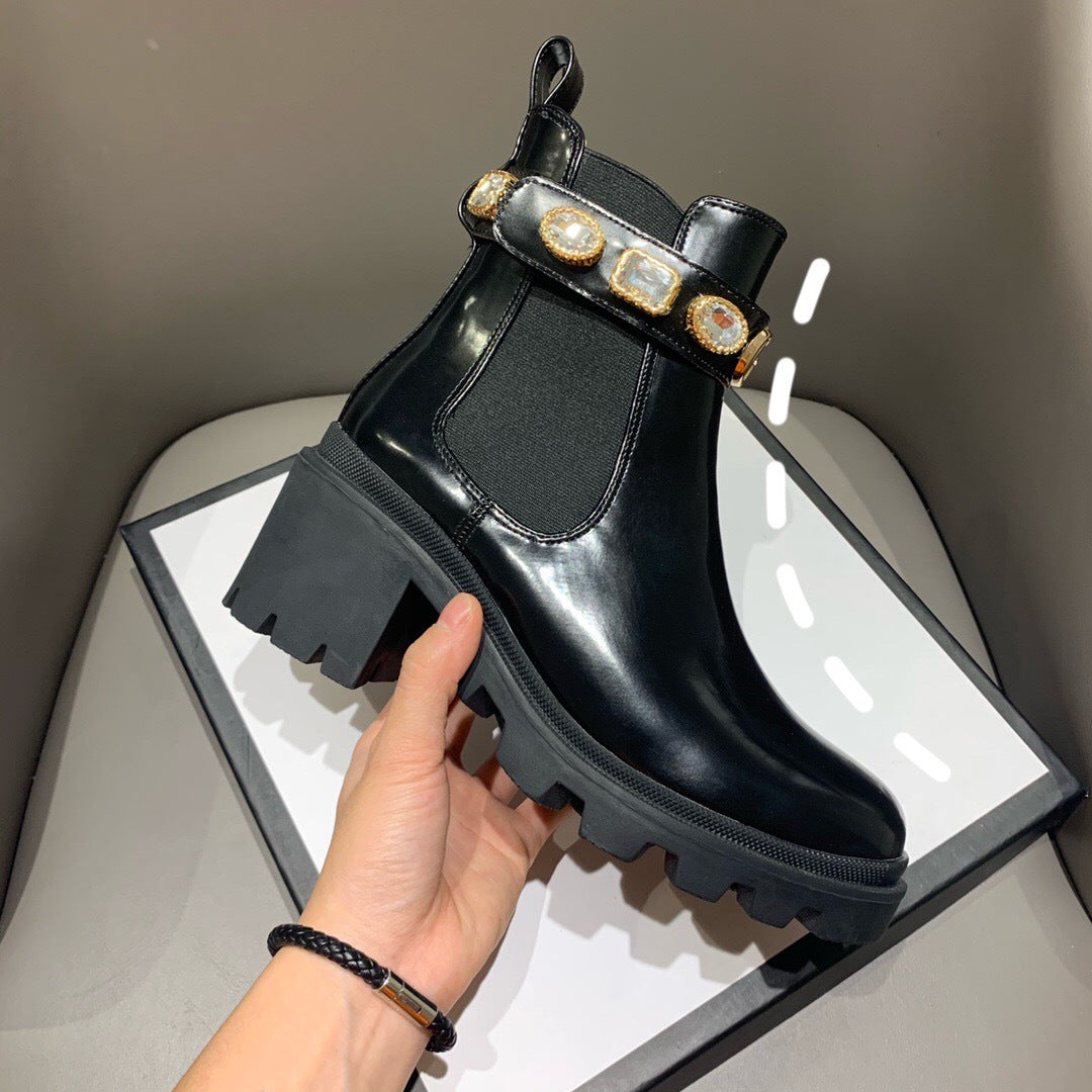 Round Toe Black Wear-resistant Sgs Martin Boots
