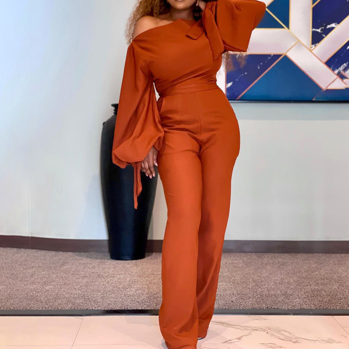Green shawl wrap High Waist Plus Size Wide Leg Jumpsuit
