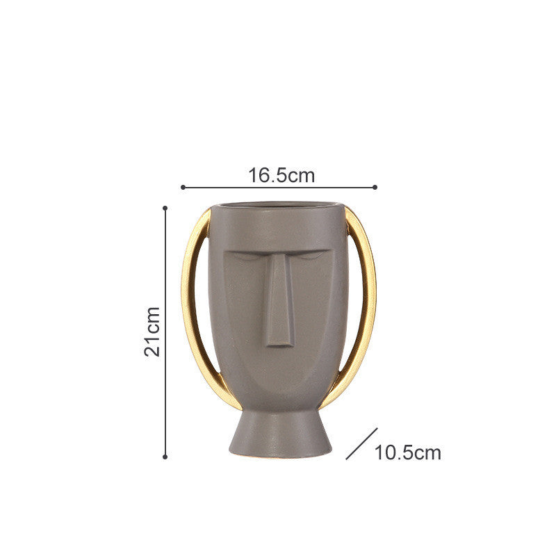 Northern Europe Limelight Resembles Facial Ceramic Vase Originality Is Contracted
