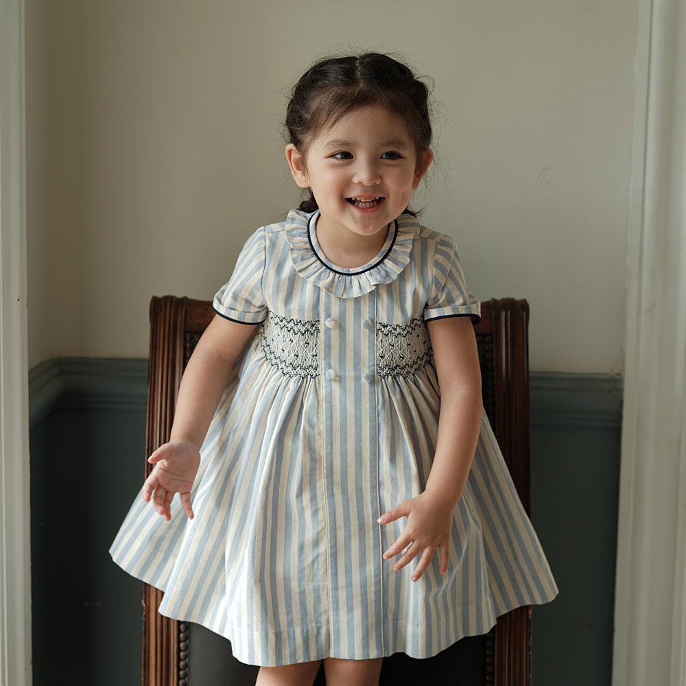 Girls' High End Cotton Short Sleeve Dress