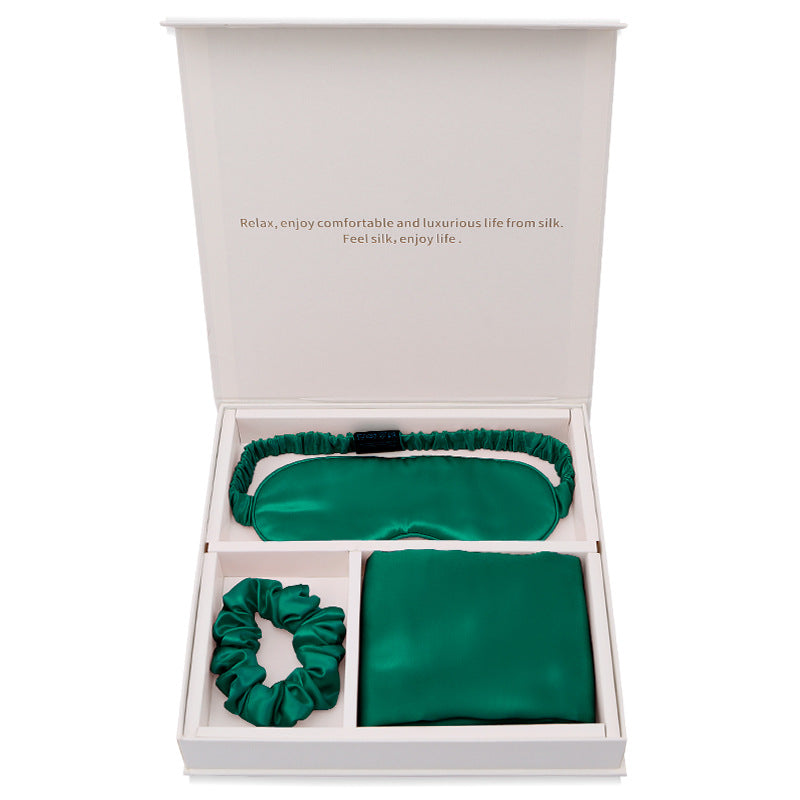 Silk Eye Mask Pillowcase Head Flower Gift Box