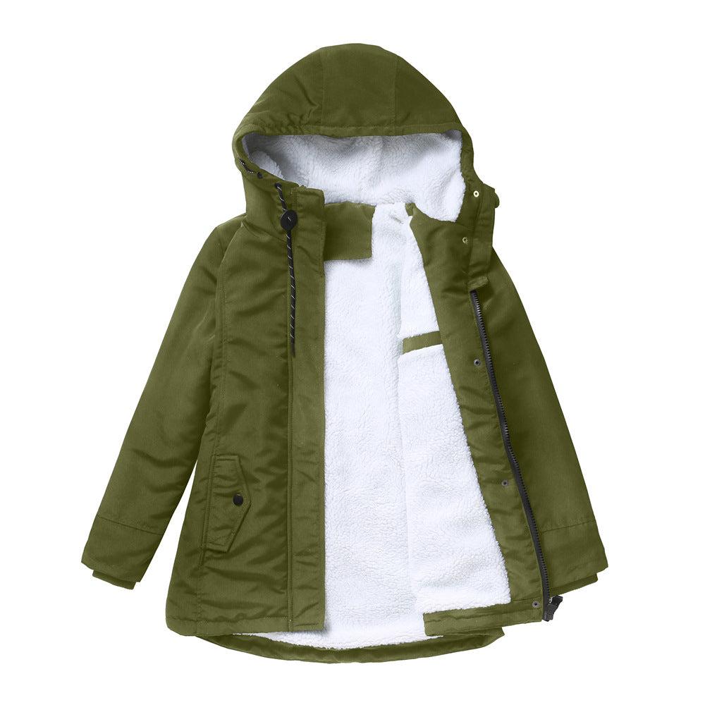 New Style Warm Coat For Fall Winter Women's European Size Thickened Plus Velvet Cotton Coat