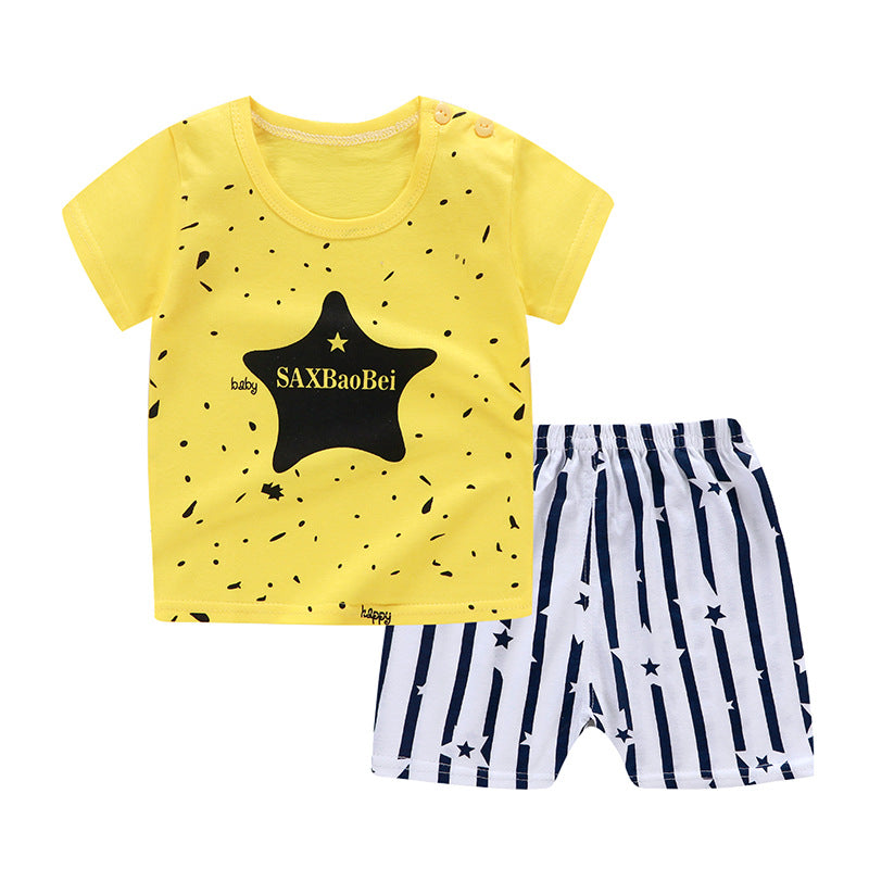 New Children's Short Sleeved Suit Baby  Cotton Short Sleeved