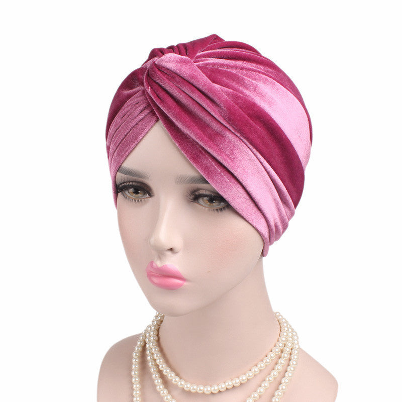 Autumn Winter Velvet Stretch Bandana Hat
