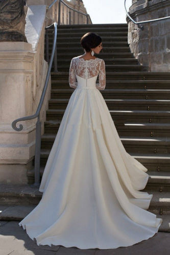 New Simple Trailing Slim Fit Slim Long Sleeve Wedding Dress