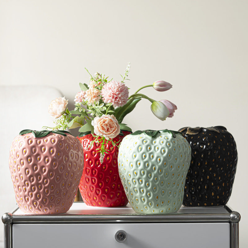 Good-looking Light Luxury Decoration Living Room Flower Arrangement Modern Strawberry Vase Ceramic