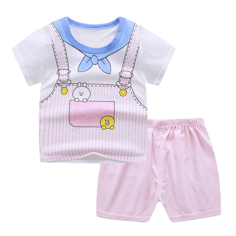 New Children's Short Sleeved Suit Baby  Cotton Short Sleeved