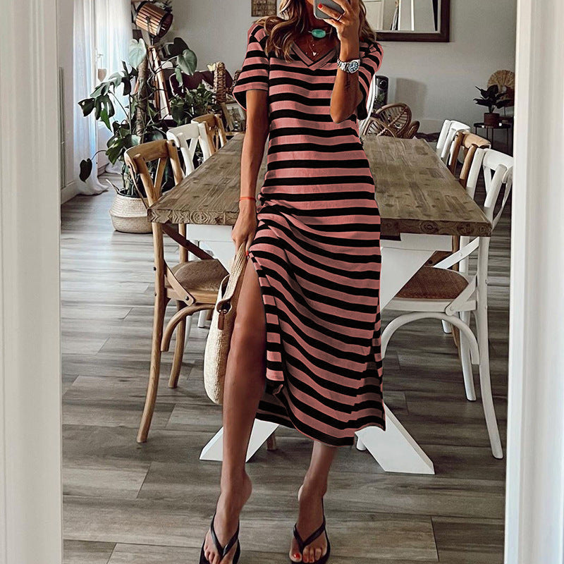 Women's Plus Size Printed Slit Loose Hem Dress