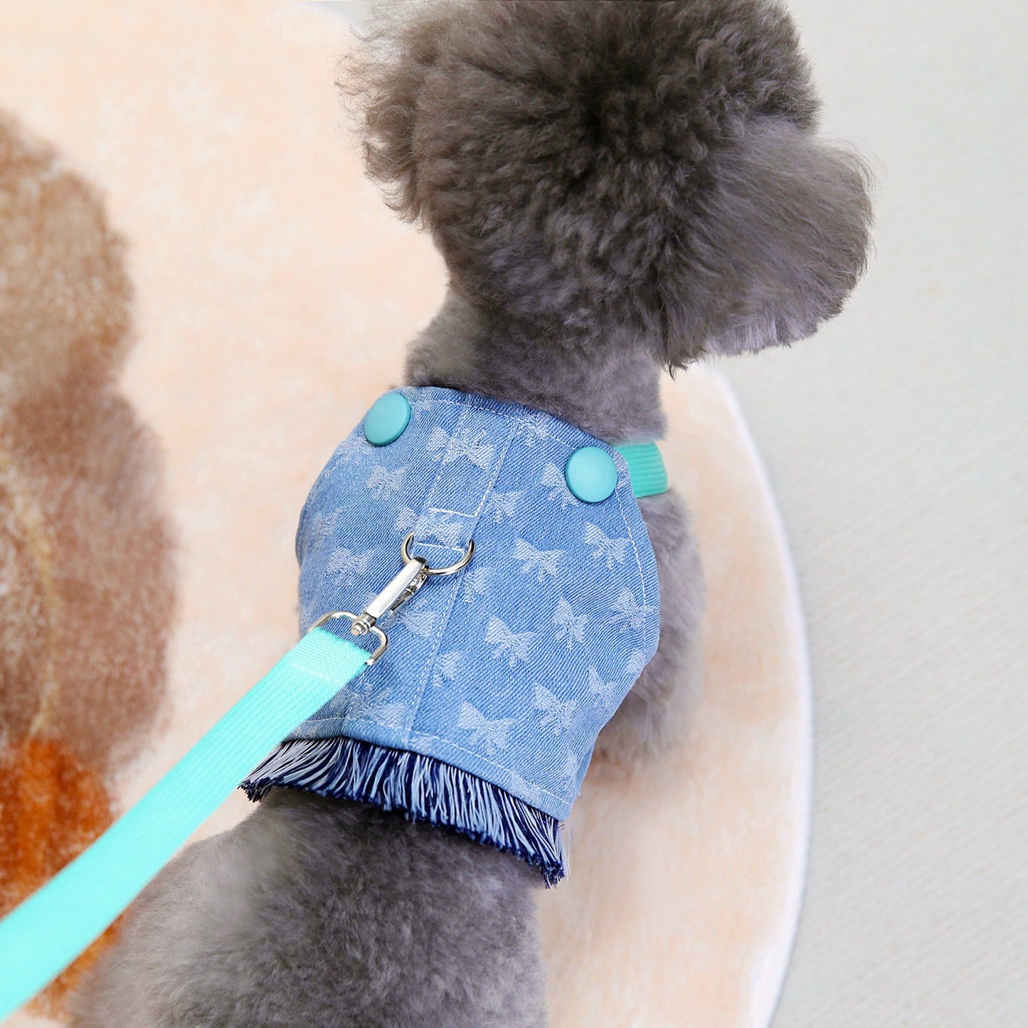 Pet's Chest-back Full Bottom Bow Denim