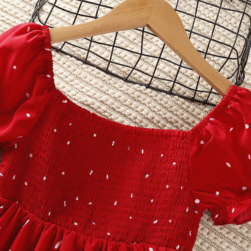 New Korean Version Of The Popular Children's Skirt Short-sleeved Princess Skirt