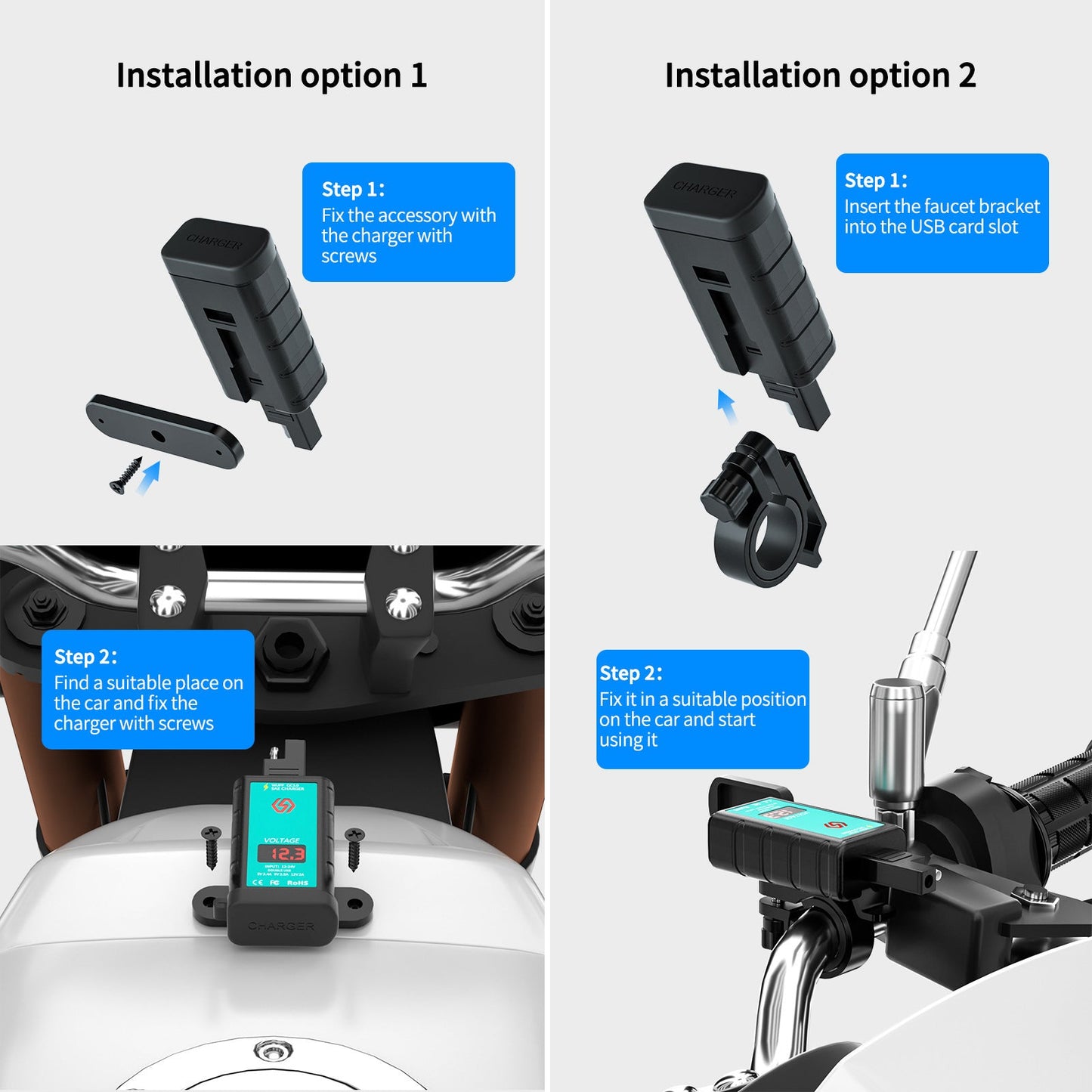 Electric Vehicle Square Fast Charge Single USB Charger