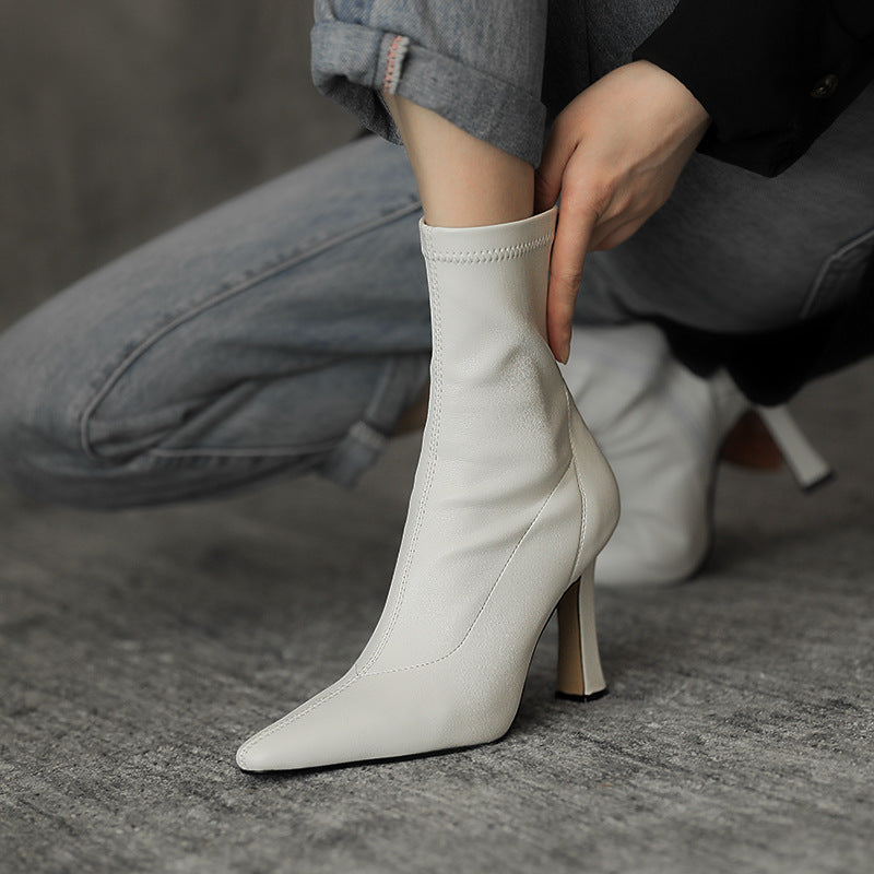 Net Red Skinny Pointed Toe Short Childre Autumn Socks Boots