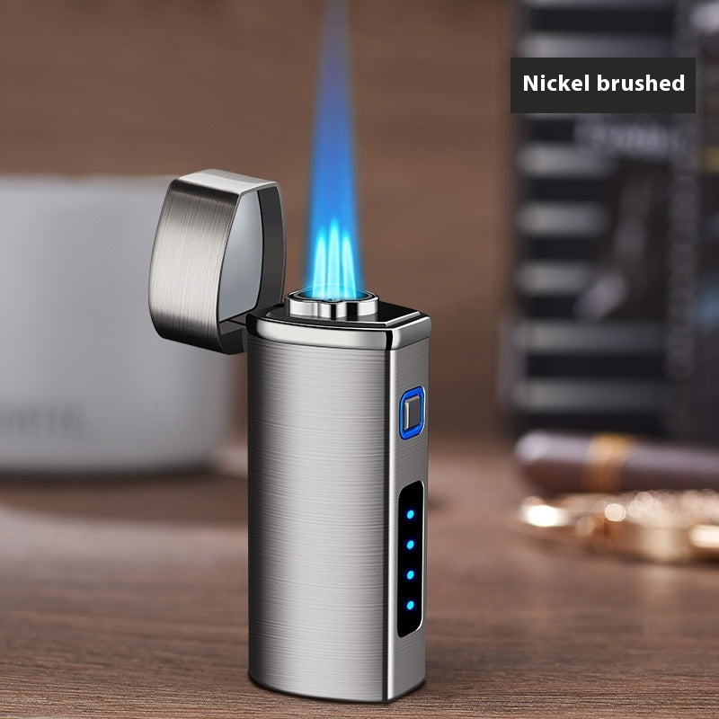 Power Display Three Direct Charging With Puncher Button Windproof Lighter